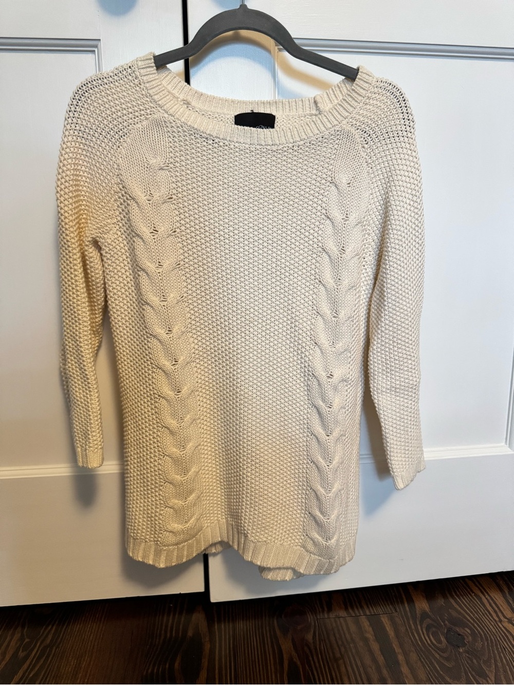 Cynthia Rowley Cream Cable-Knit Crewneck Sweater